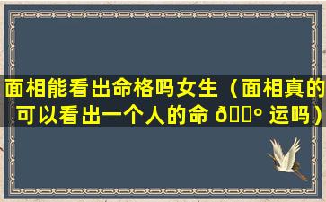 面相能看出命格吗女生（面相真的可以看出一个人的命 🌺 运吗）